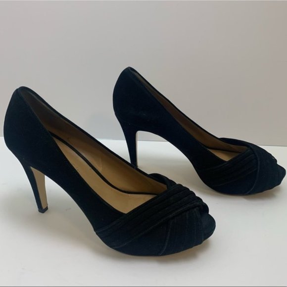 Talbots Black Suede Open Toe Pumps - Picture 1 of 11